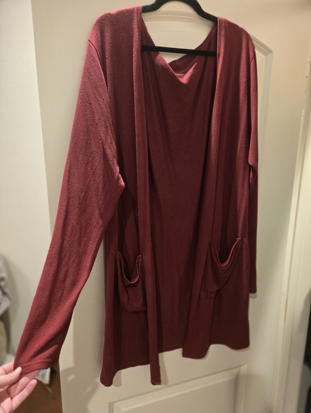 ZYIA Active Women's Cardigan Sweater in Deep Brick Red - XXXL